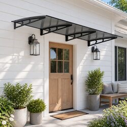 Window Door Awning Canopy 1m x 3m Grey Polycarbonate Panel Metal Frame Porch