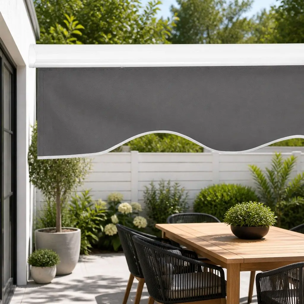 Manual Retractable Folding Awning Sunshade Garden Patio 2m x 1.5m Grey