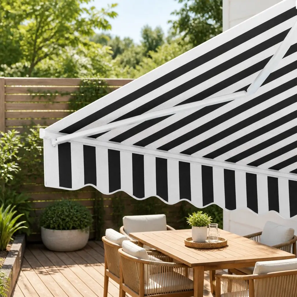 Folding Arm Awning Manual Sunshade 3m x 2.5m Grey