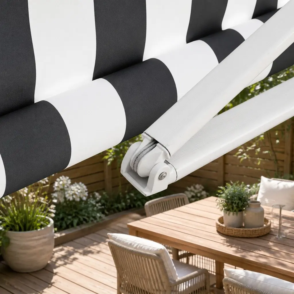 Folding Arm Awning Manual Sunshade 3m x 2.5m Grey