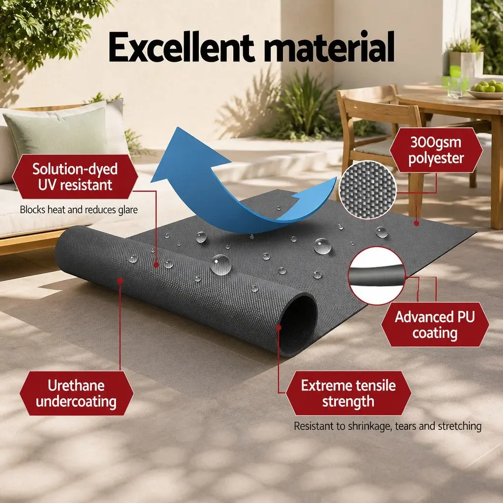 Retractable Folding Arm Awning Manual 3.5M x 2.5M Grey Patio Sunshade