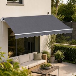 Warm and Practical Grey Folding Arm Awning 3.5M x 3M