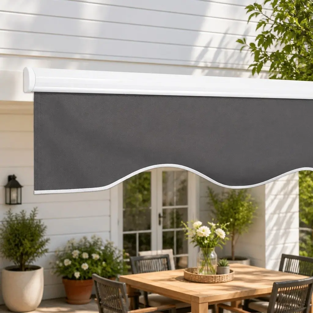 Folding Arm Awning Manual Sunshade 4m x 3m Grey