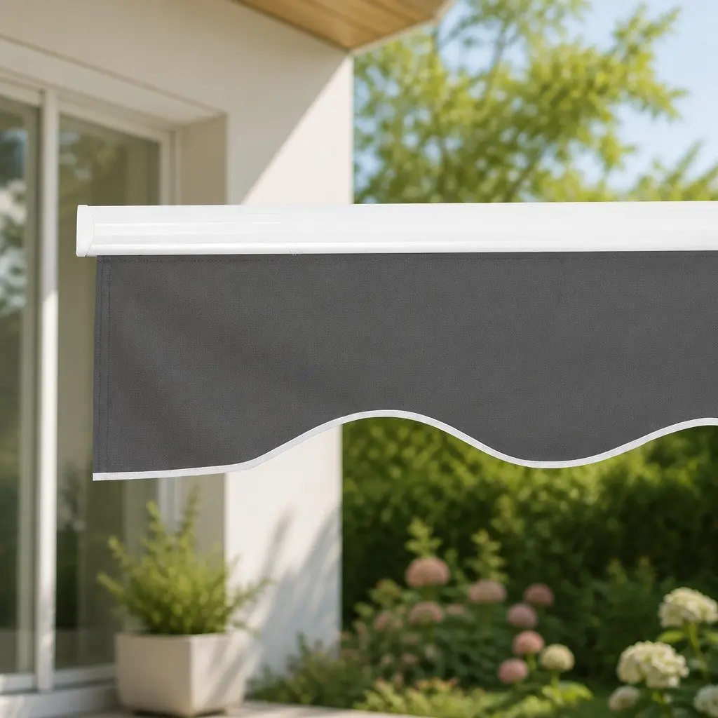Retractable Folding Awning Manual Sunshade 4.5m x 3m Grey Outdoor Garden