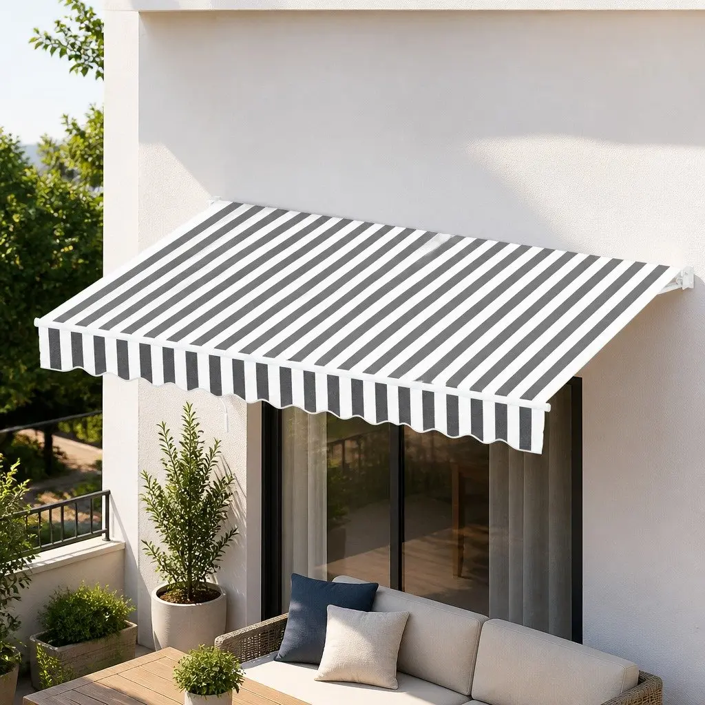 Grey Folding Arm Awning 4.5m x 3m for Outdoor Use
