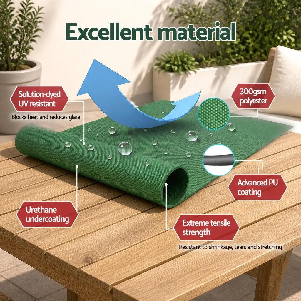 Folding Arm Awning Manual Hand Crank Sunshade 5m x 3m Dark Green