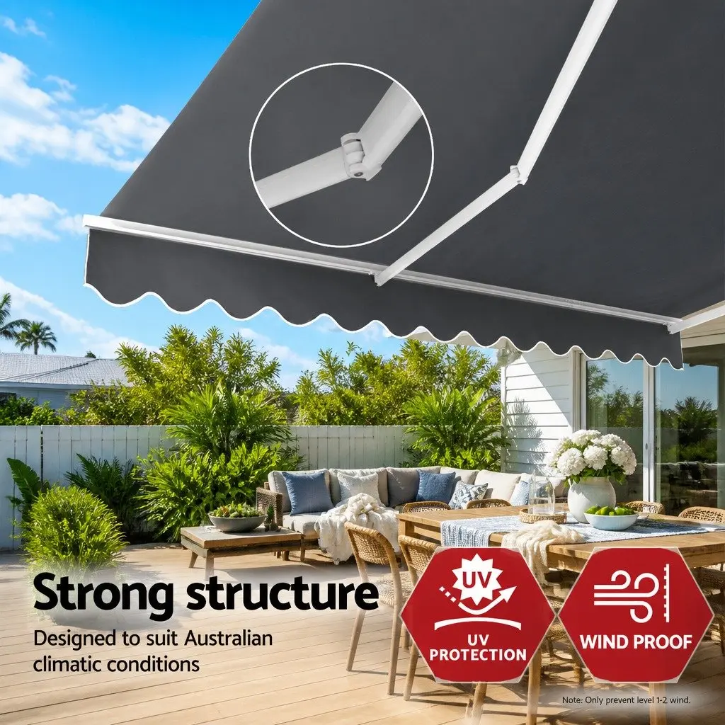 Motorised Retractable Folding Arm Awning 4M x 3M Sunshade Pearl Grey