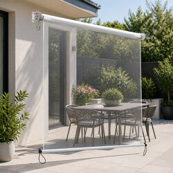 Retractable Outdoor Awning Roll Down Blinds Screen Patio Shade Hand Crank