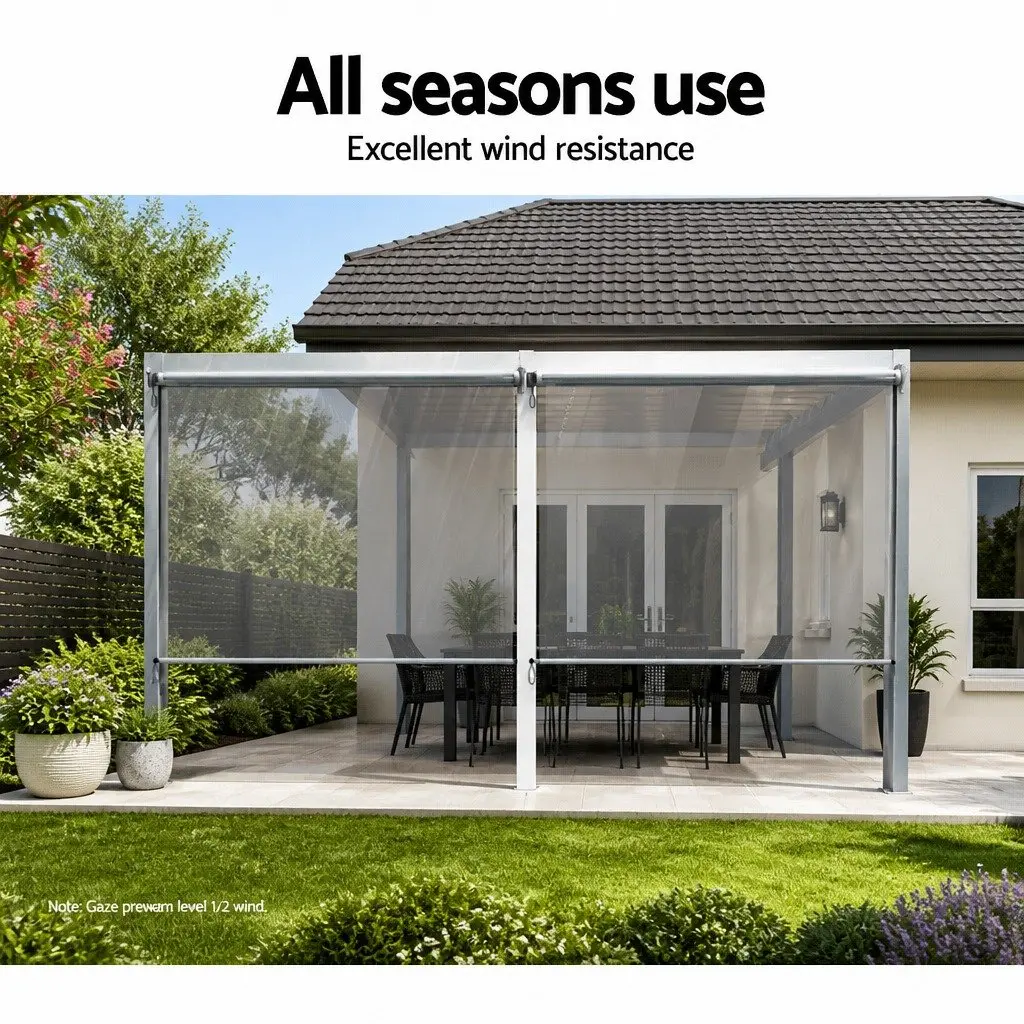 Retractable Awning Outdoor Shade 1.5M x 2.4M Transparent Hand Crank
