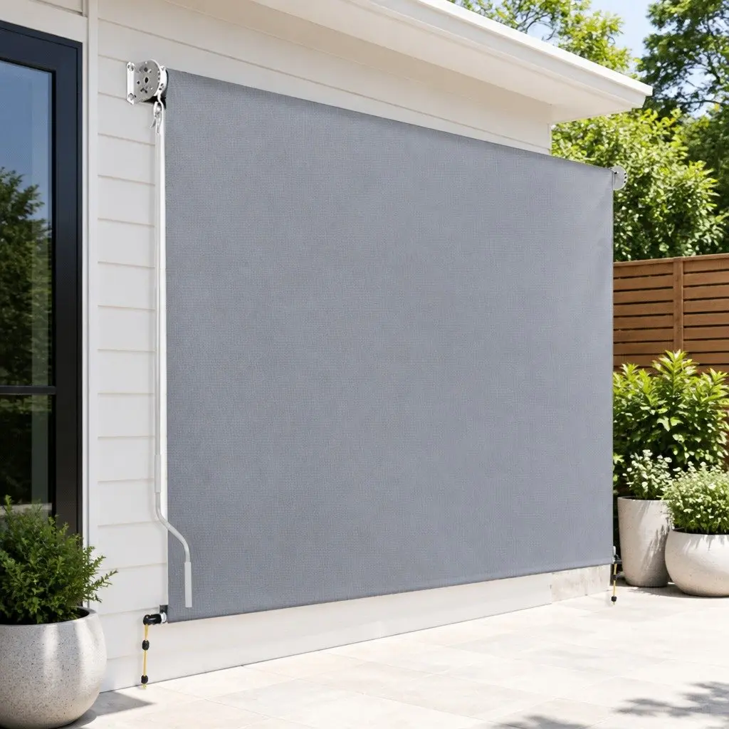 Retractable Screen Awning Outdoor Shade Blind 3M x 2.5M Grey