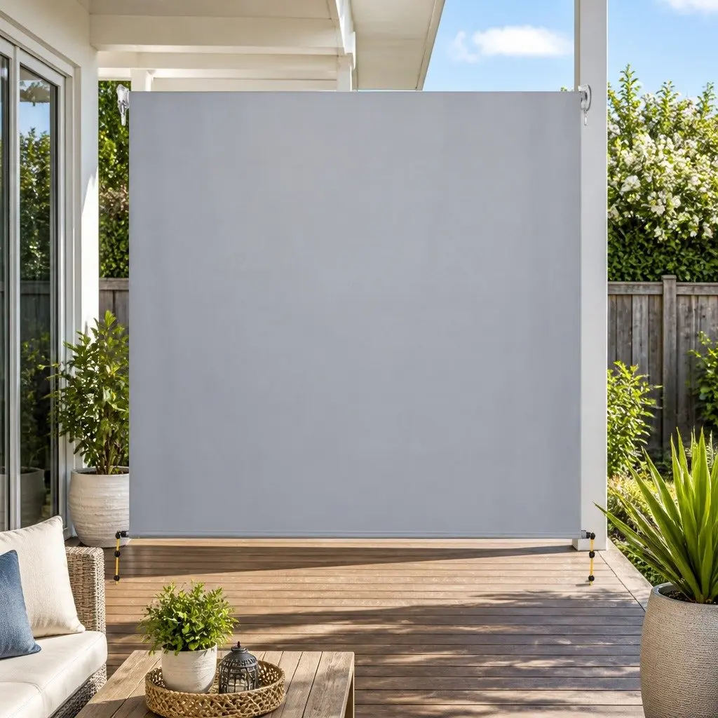 Retractable Screen Awning Outdoor Shade Blind 3M x 2.5M Grey