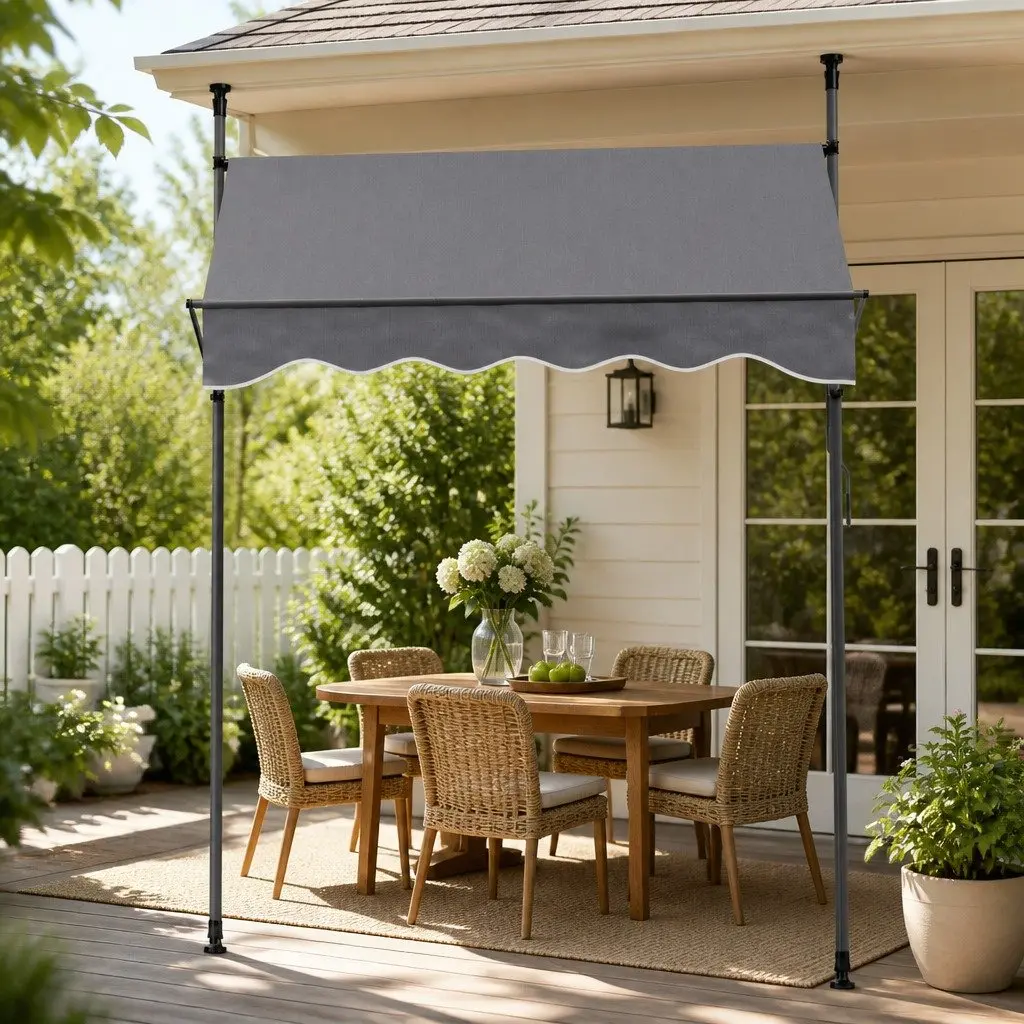Retractable Awning Outdoor Shade 2X1.8M Grey