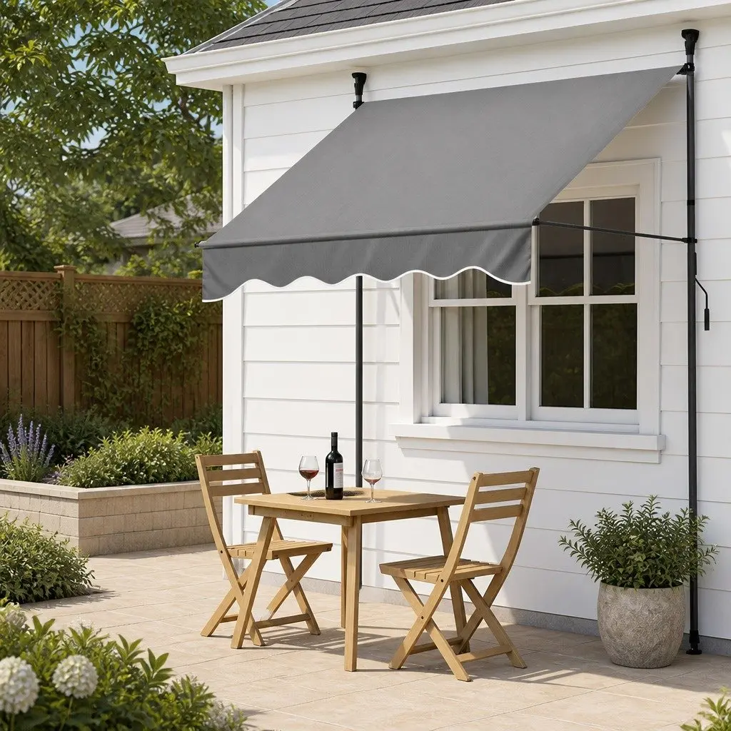 Retractable Awning Outdoor Shade 2X1.8M Grey