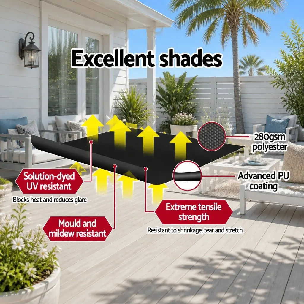 Retractable Pivot Arm Awning Outdoor Shade 1.5m x 2.1m Grey
