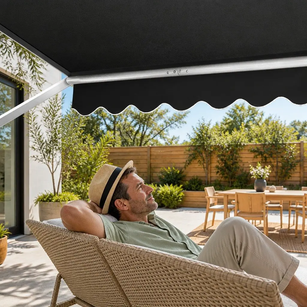 Retractable Awning Outdoor Shade 1.8x2.1m Grey