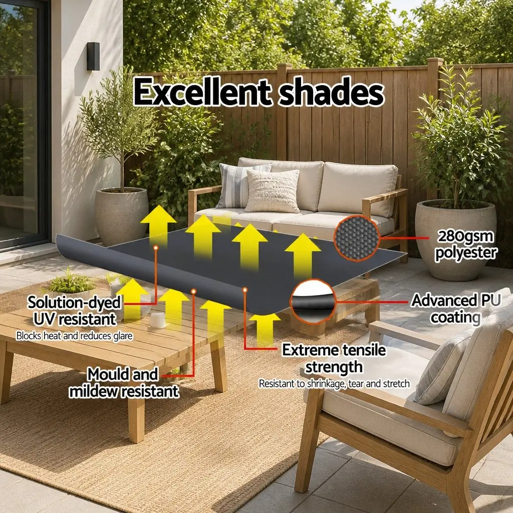 Retractable Awning Outdoor Shade 1.8x2.1m Grey