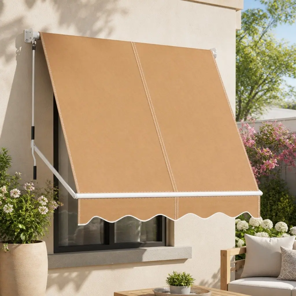 Retractable Awning Outdoor Shade 2.1 x 2.1M Beige