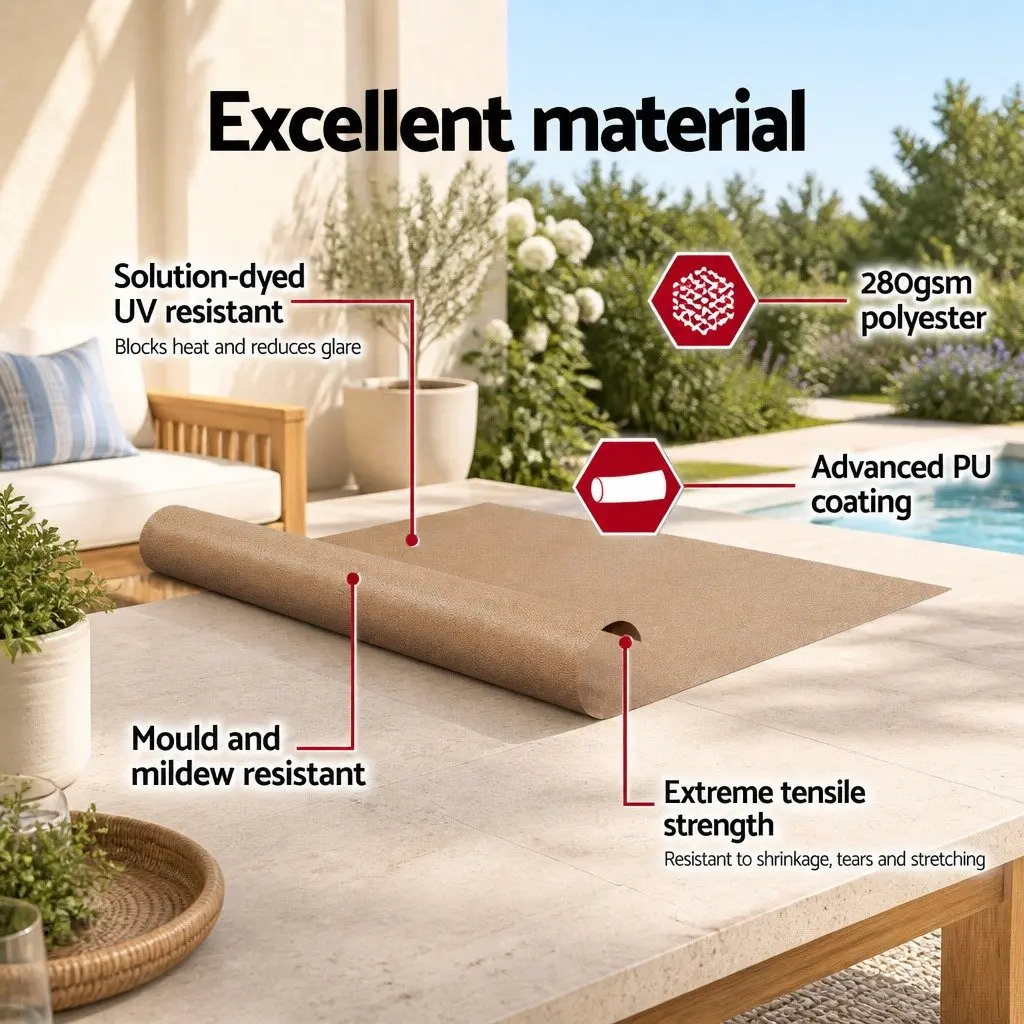 Retractable Awning Outdoor Shade 2.1 x 2.1M Beige