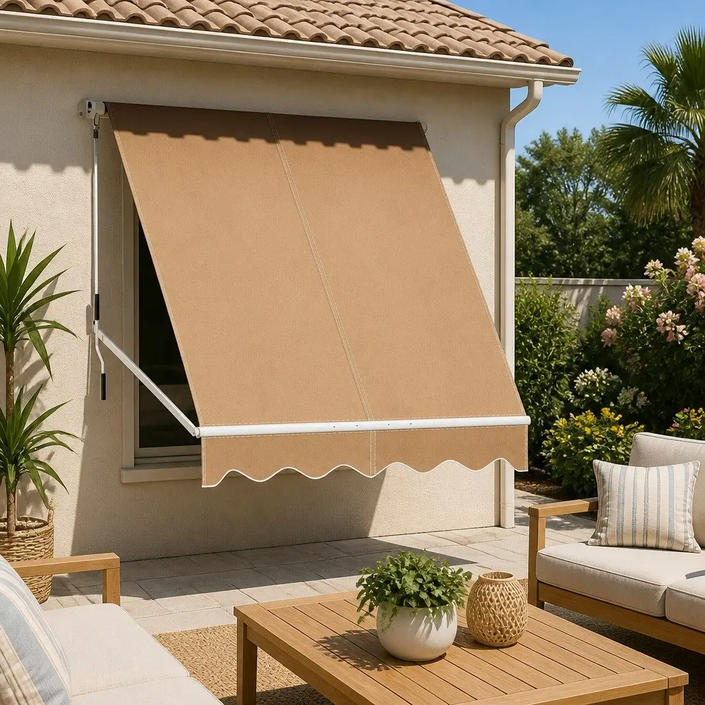 Retractable Awning Outdoor Shade 2.1 x 2.1M Beige