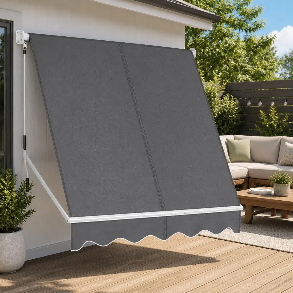 Retractable Awning Outdoor Shade 2.1X2.1M Grey