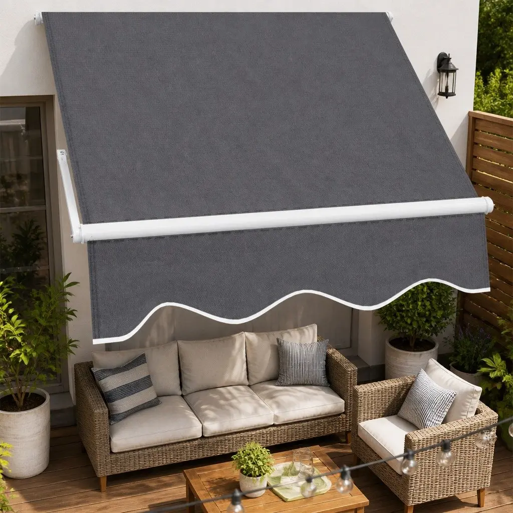Retractable Awning Outdoor Shade 2.1X2.1M Grey