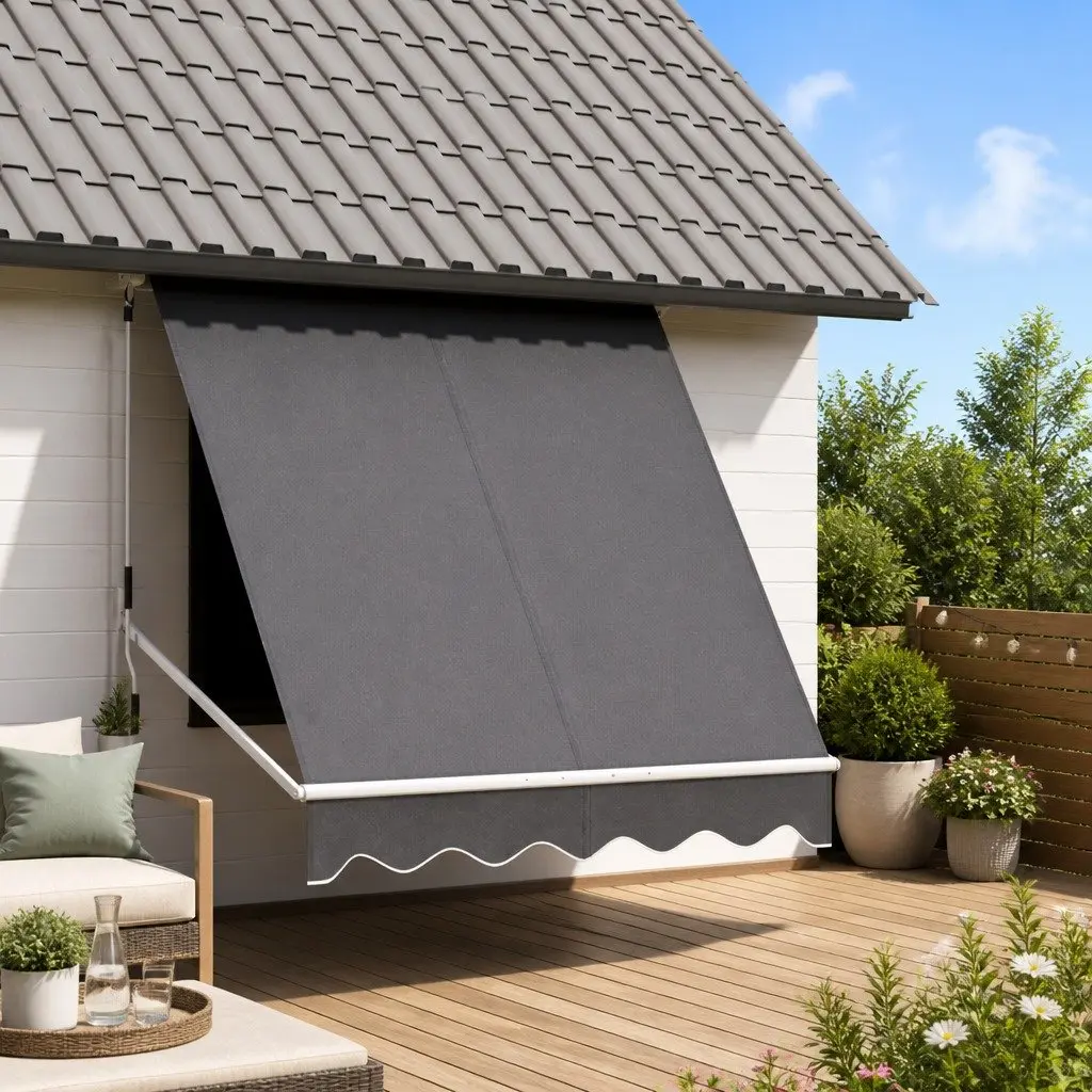 Retractable Awning Outdoor Shade 2.1X2.1M Grey