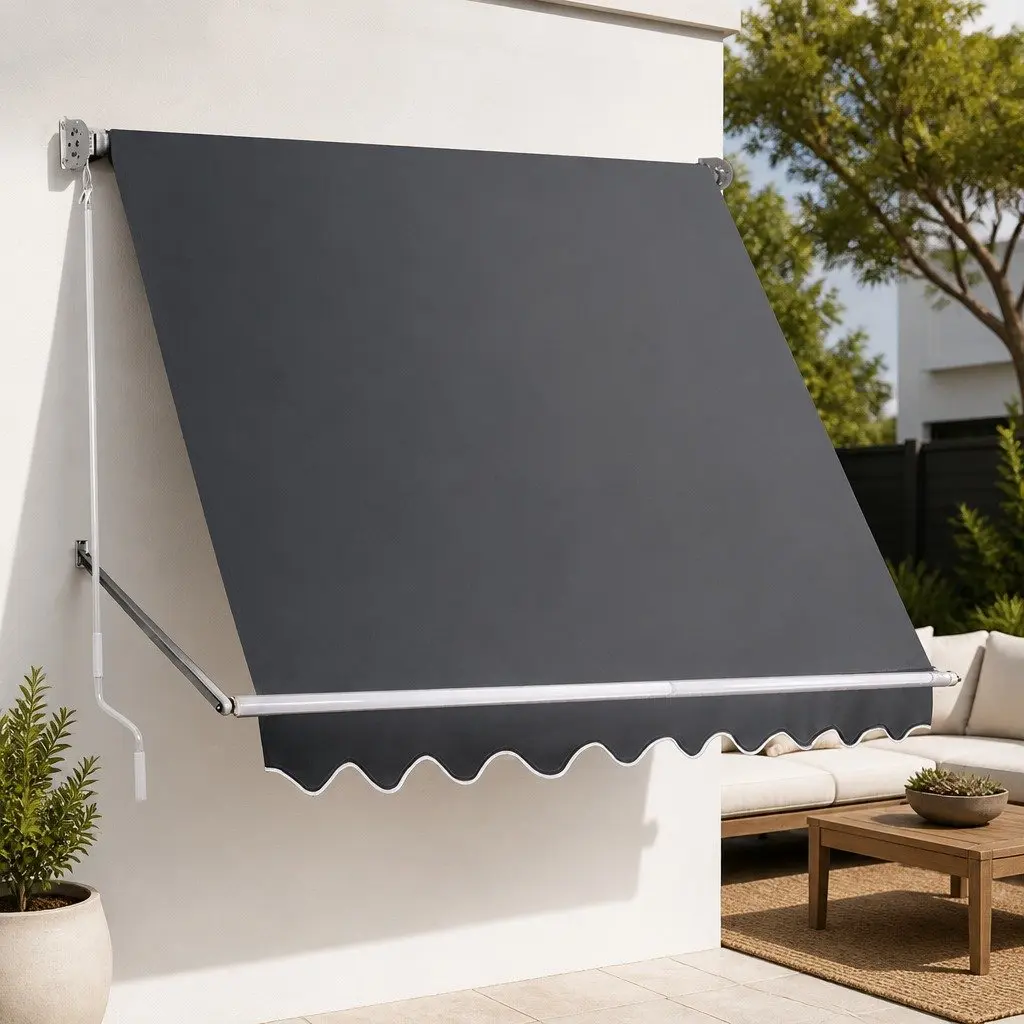 Retractable Awning Outdoor Shade 2.4M x 2.1M Grey