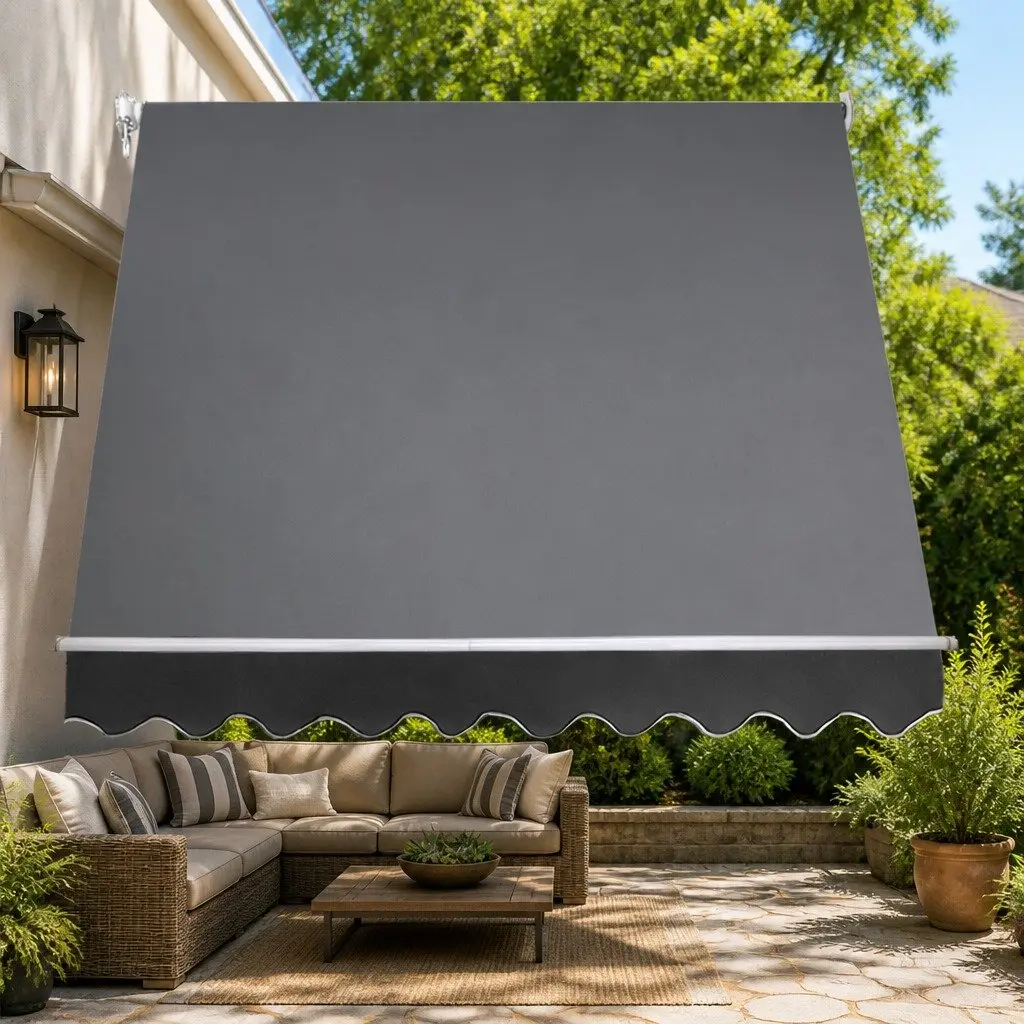 Retractable Awning Outdoor Shade 2.4M x 2.1M Grey