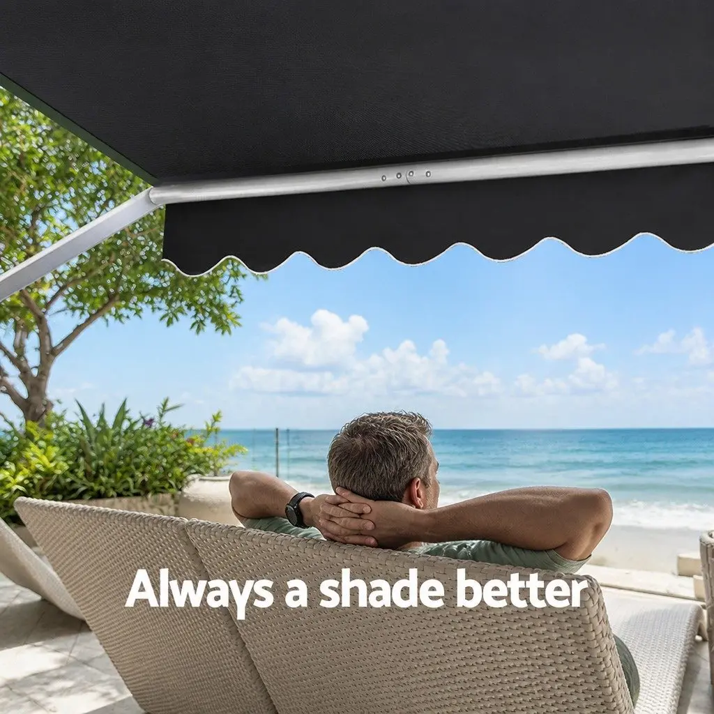 Retractable Awning Outdoor Shade 2.4M x 2.1M Grey