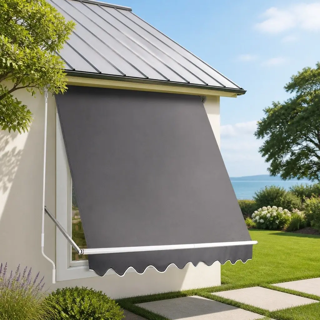 Retractable Awning Outdoor Shade 2.4M x 2.1M Grey