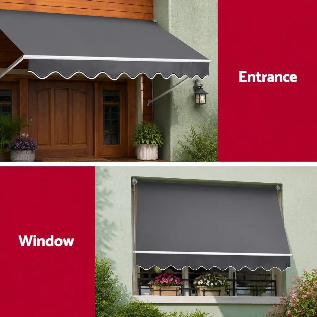 Retractable Pivot Arm Awning Shade 3.1m x 2.1m Grey