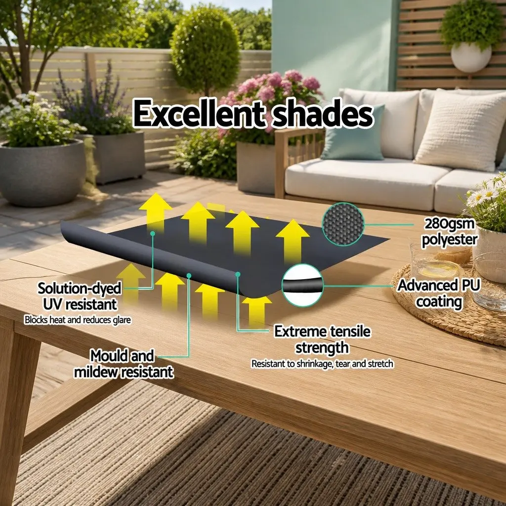 Retractable Pivot Arm Awning Shade 3.1m x 2.1m Grey