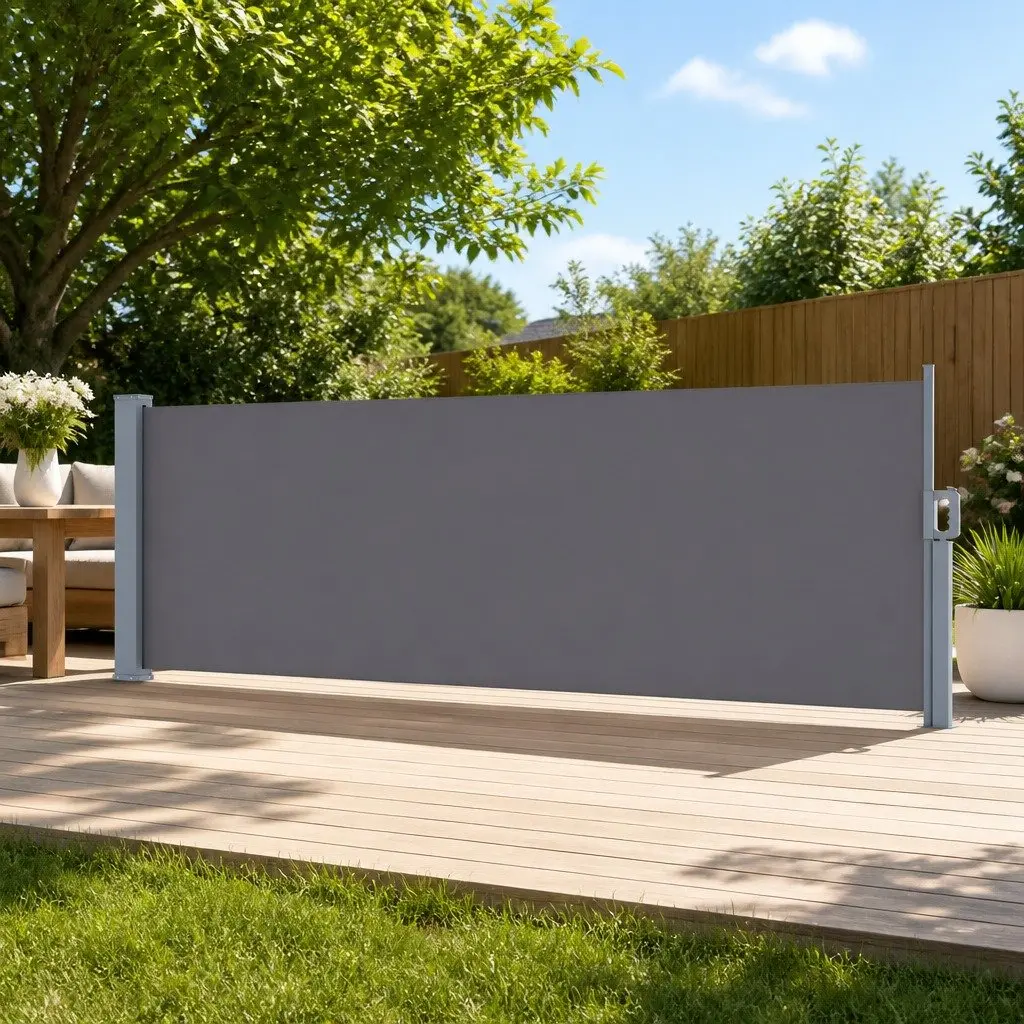 Grey Retractable Side Awning 1M x 3M for Outdoor Use