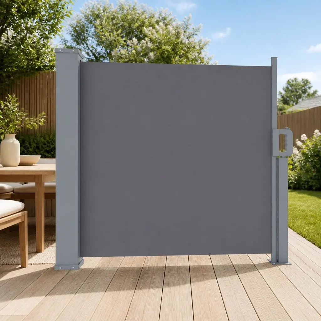 Outdoor Privacy Blind Grey Retractable Awning 1M x 3M Sun Shade Screen
