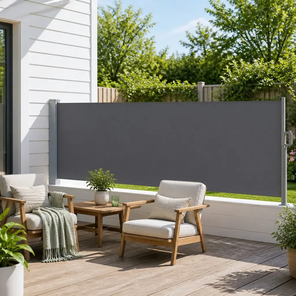 Outdoor Privacy Blind Grey Retractable Awning 1M x 3M Sun Shade Screen