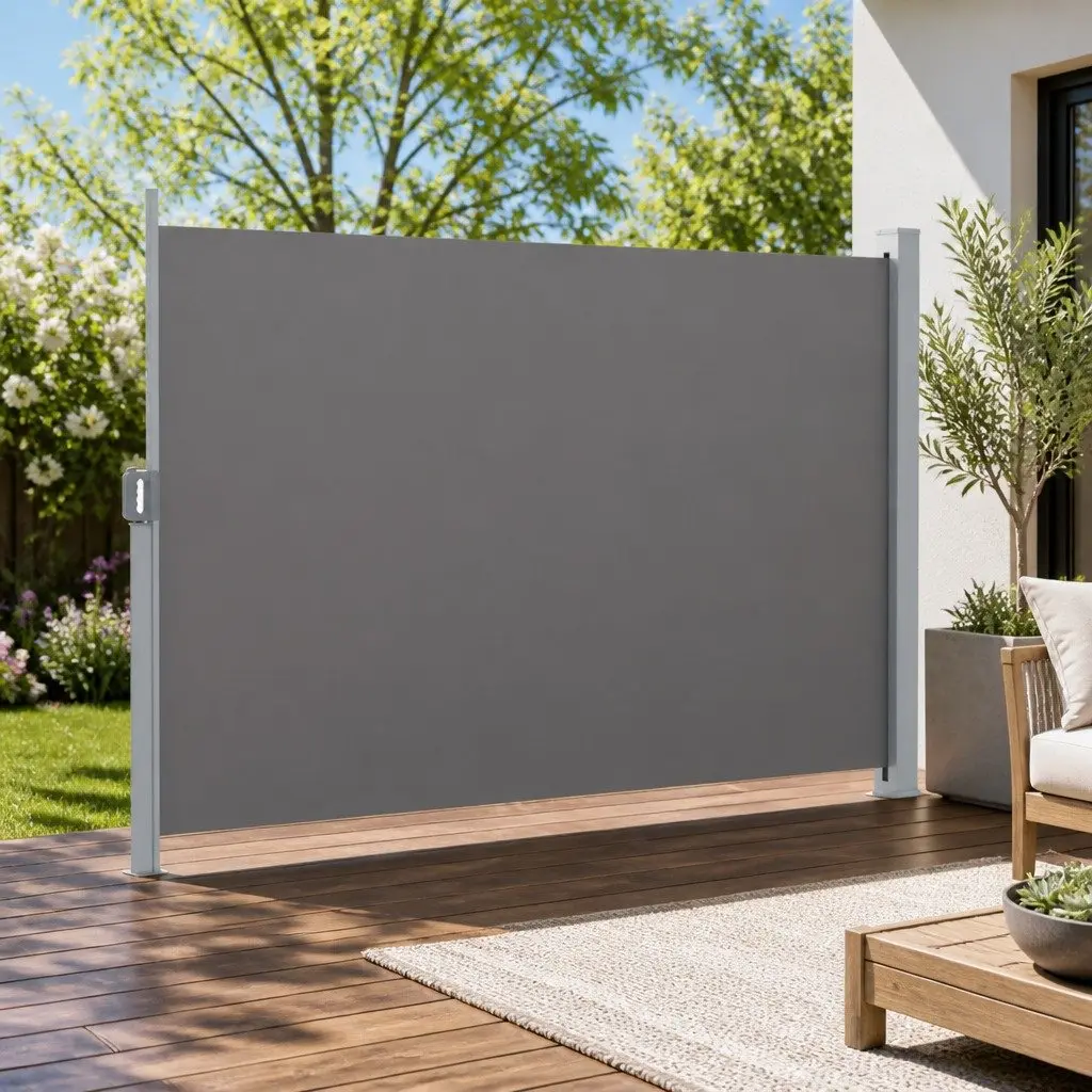 Retractable Side Awning Sun Shade Outdoor Privacy Screen 1.8x3M Grey