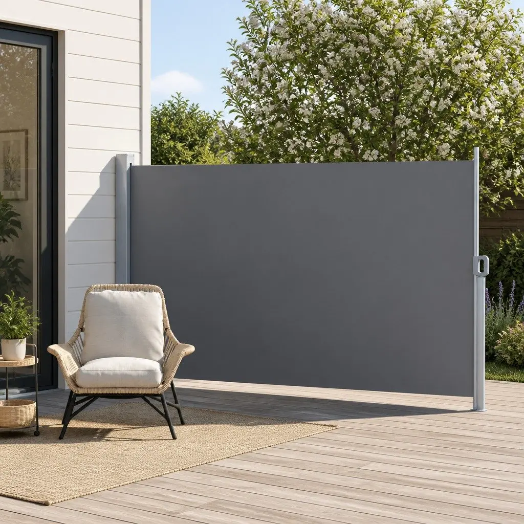 Retractable Side Awning Sun Shade Outdoor Privacy Screen 1.8x3M Grey