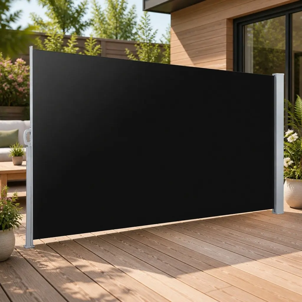 Retractable Side Awning Outdoor Privacy Screen 2M x 3M Black