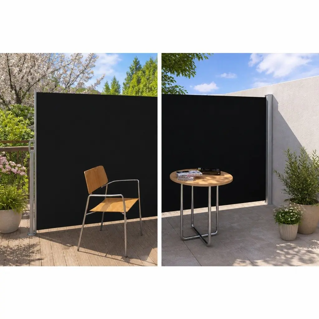 Retractable Side Awning Outdoor Privacy Screen 2M x 3M Black