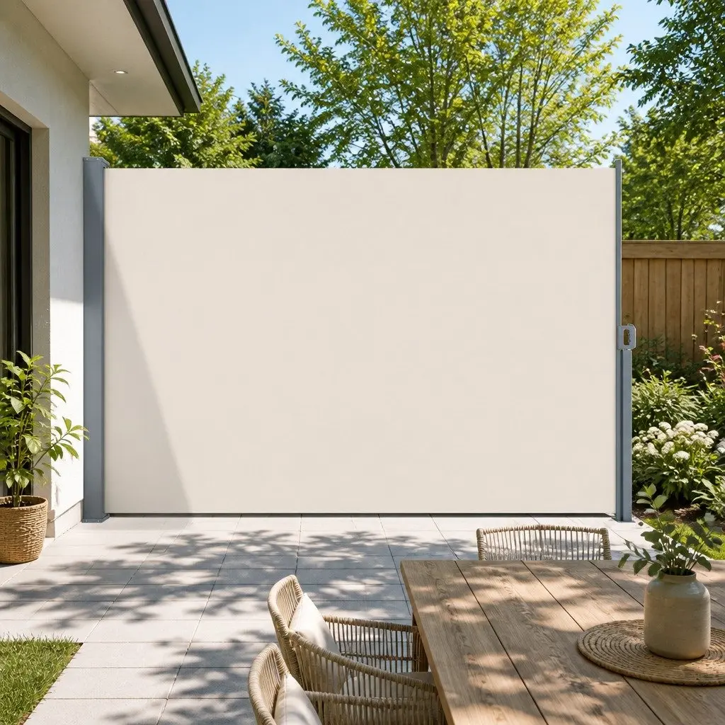 Retractable Side Awning Sun Shade 2m x 3m Cream Outdoor Screen