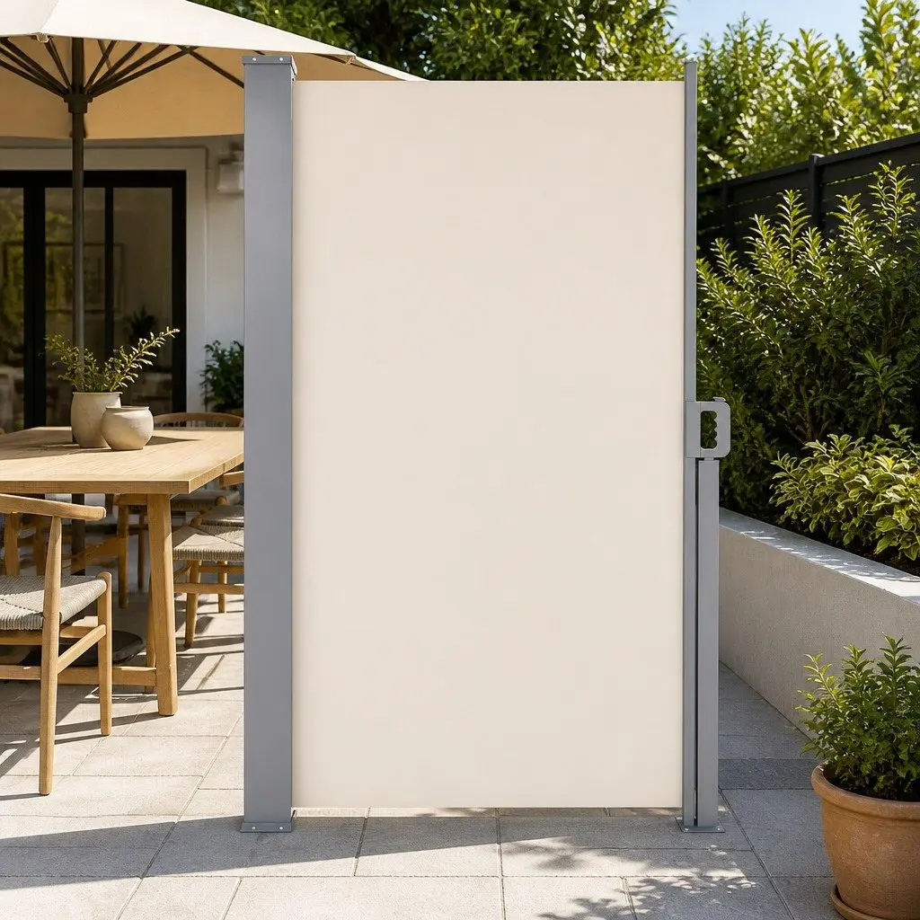 Retractable Side Awning Sun Shade 2m x 3m Cream Outdoor Screen
