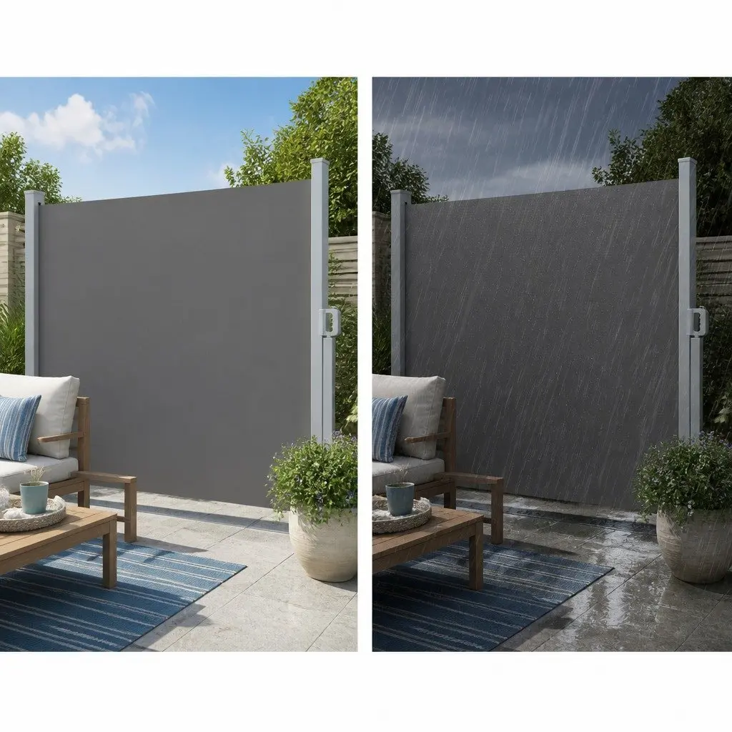 Outdoor Privacy Screen Retractable Awning Grey 2M x 3M for Patio Shading