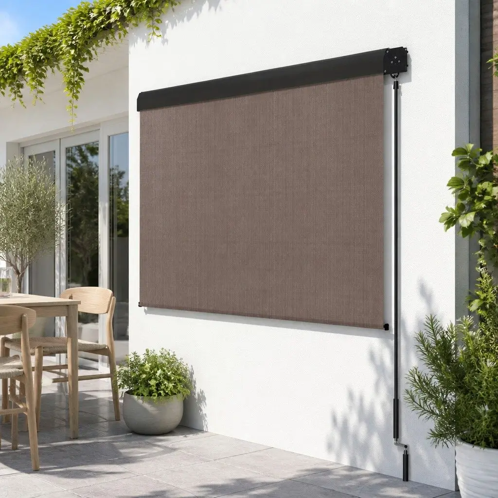 Retractable Awning Hand Crank Patio Shade 3M x 2.5M Brown