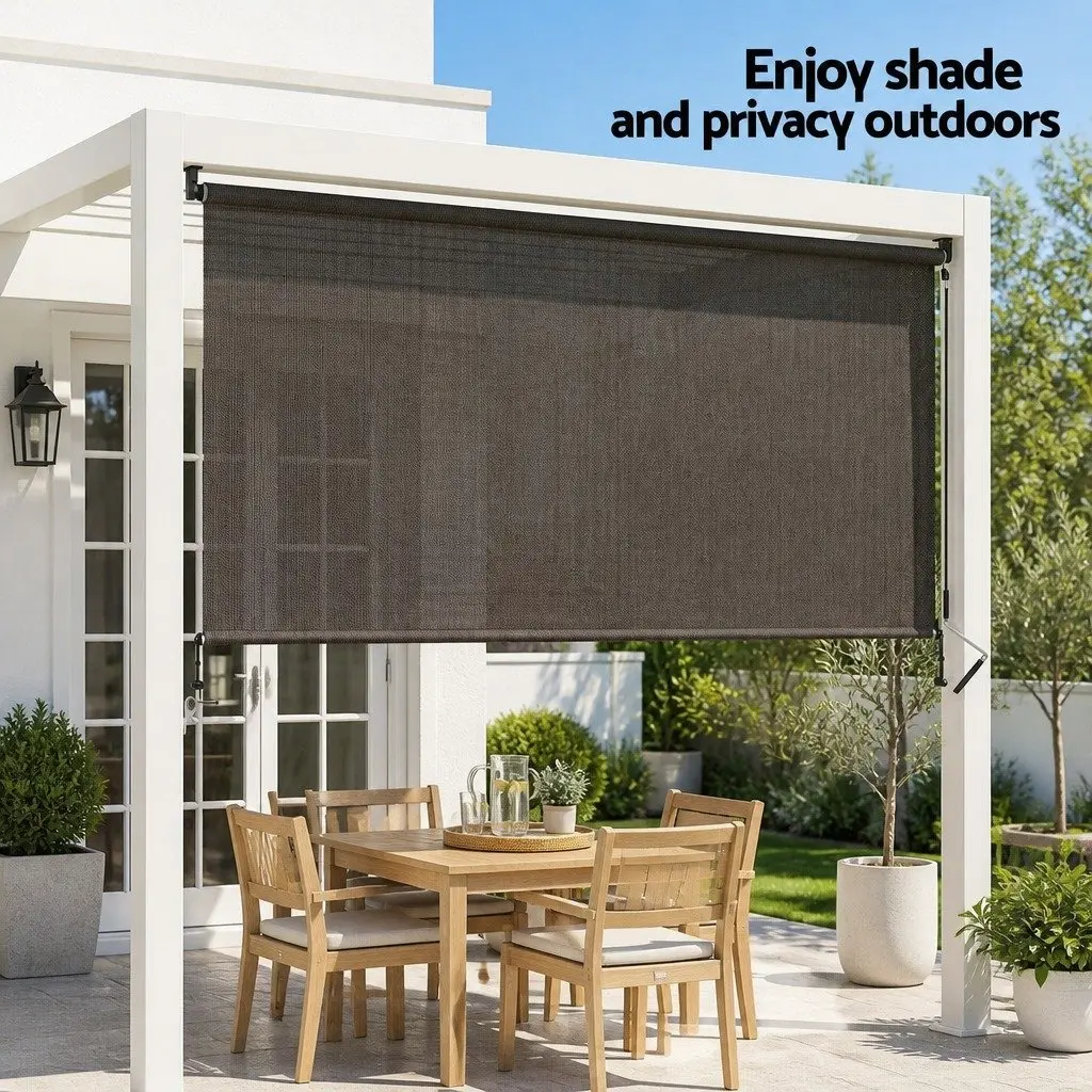 Retractable Awning Hand Crank Patio Shade 3M x 2.5M Brown