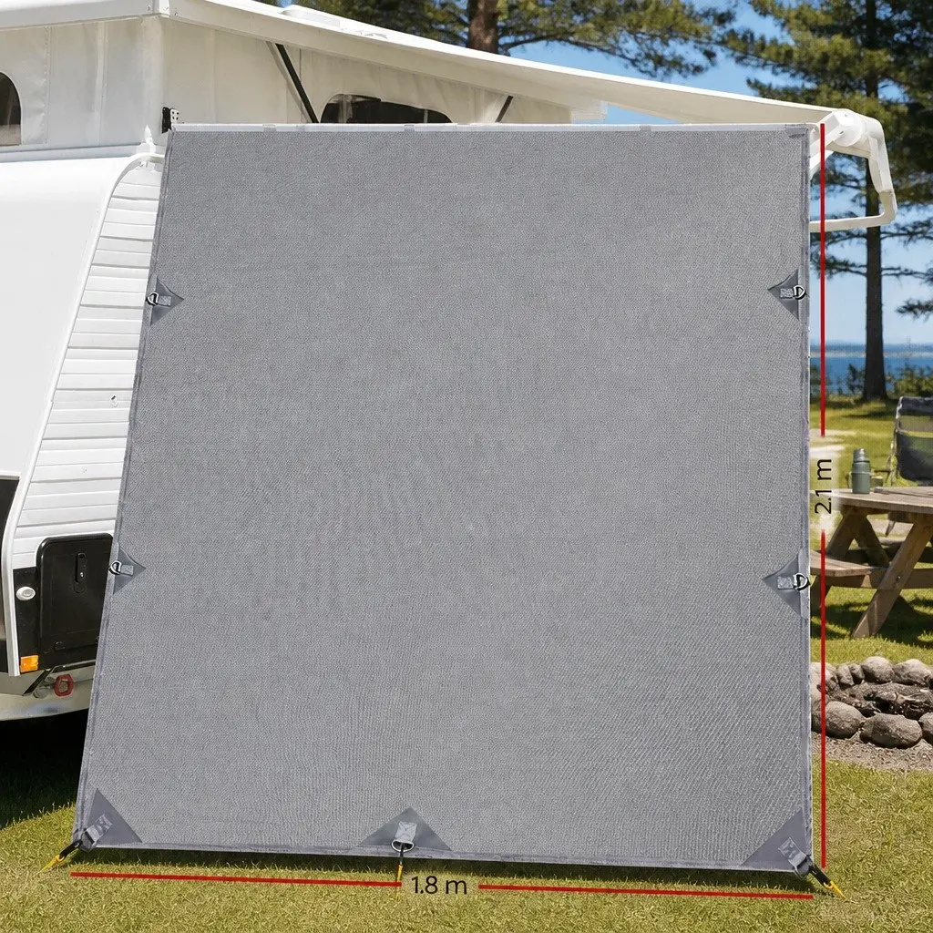 Caravan Pop Top End Screen Roll Out Awning Privacy Shade 2.1x1.8M Grey