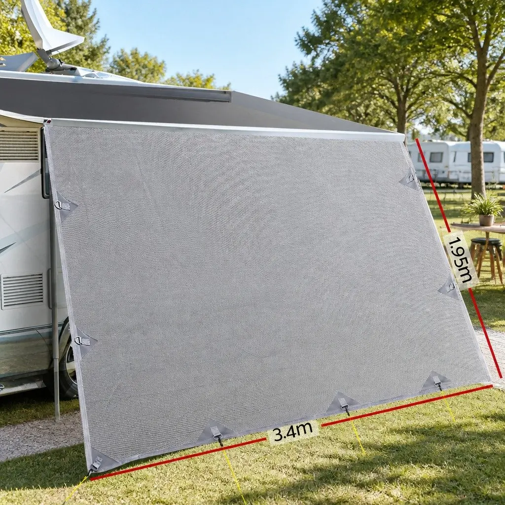 Caravan Privacy Screen Sun Shade 3.4x1.95M Grey