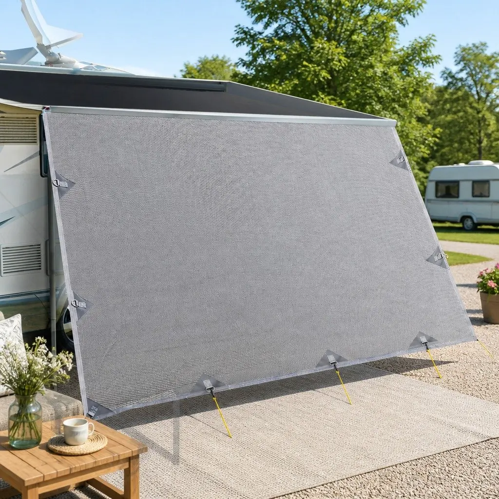 Caravan Privacy Screen Awning UV Protection 4M x 1.95M Grey