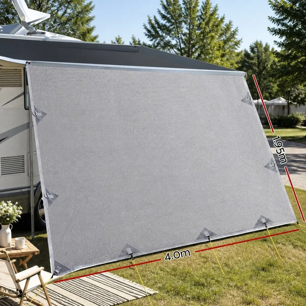 Caravan Privacy Screen Awning UV Protection 4M x 1.95M Grey
