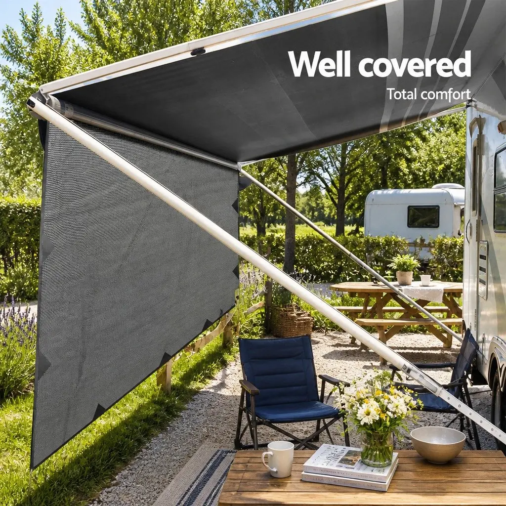 Caravan Privacy Screen Awning UV Protection 4M x 1.95M Grey