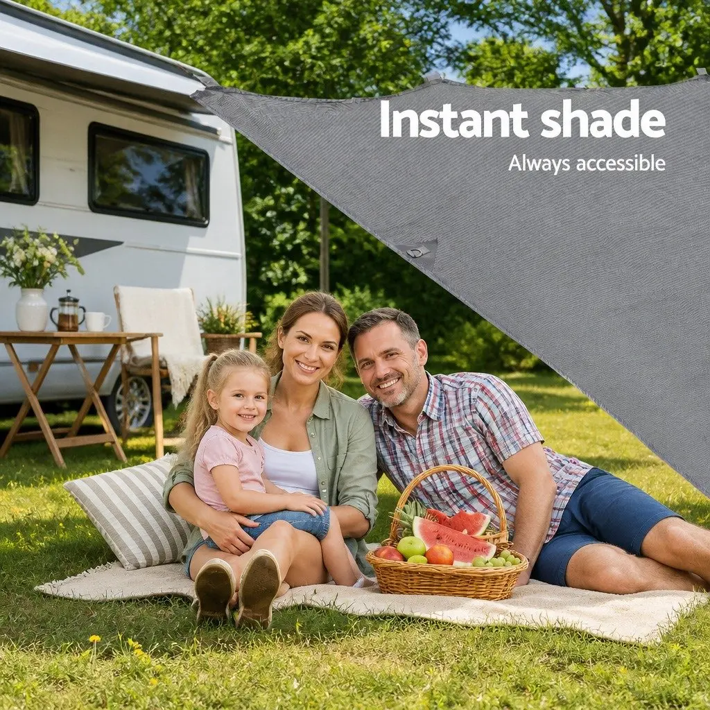 Caravan Privacy Screen Awning UV Protection 4M x 1.95M Grey